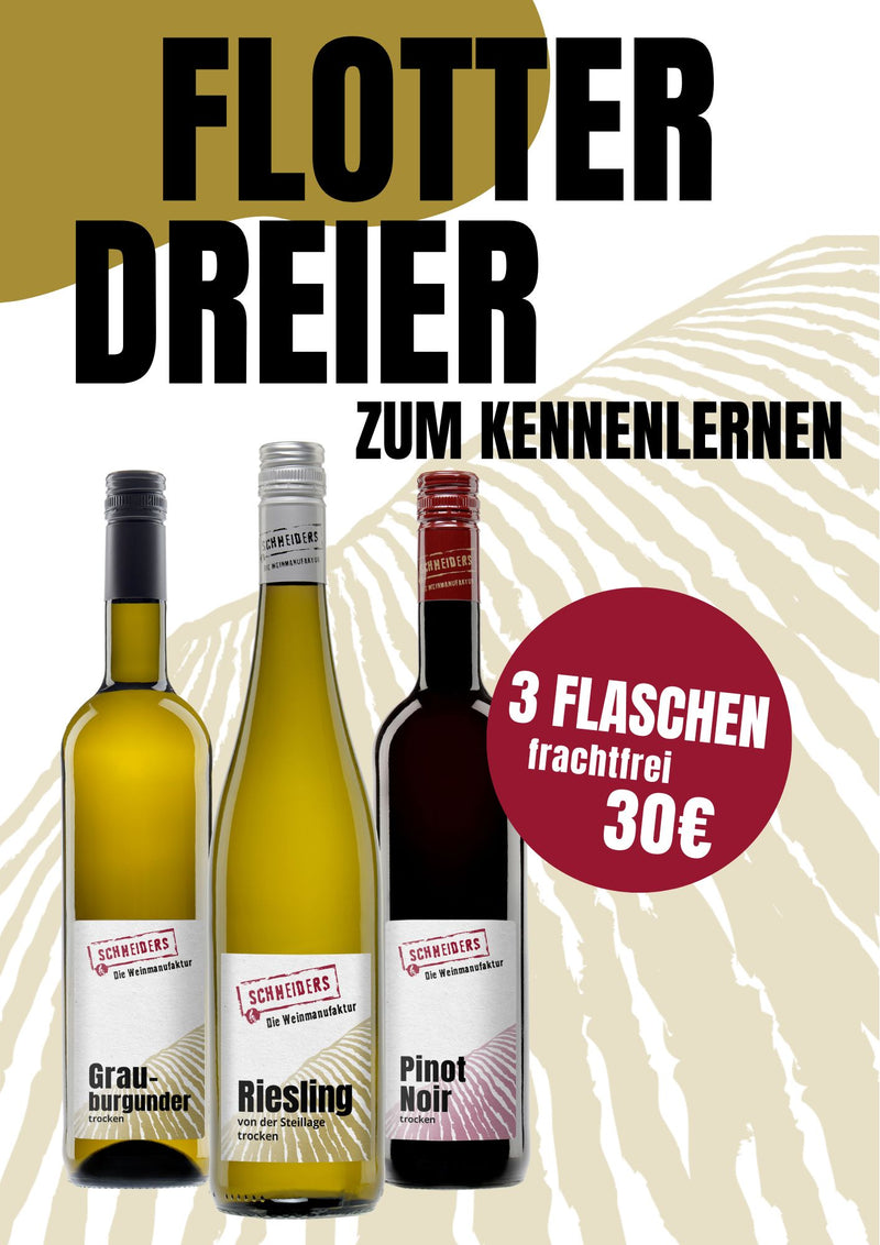 Flotter Dreier, zum Kennenlernen (3 Rebsorten/versandkostenfrei) - Die Weinmanufaktur